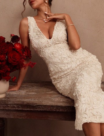 Rochie medie Savoree, crem