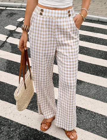 Pantaloni SHEIN, alb/galben