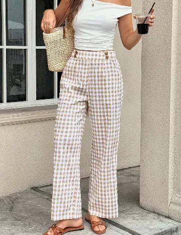 Pantaloni SHEIN, alb/galben