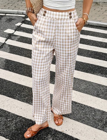 Pantaloni SHEIN, alb/galben