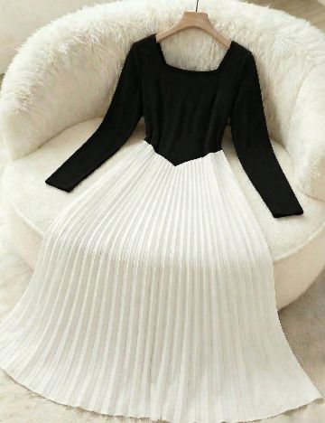Rochie lunga Shein Kids, alb/negru