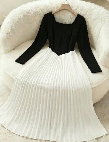 Rochie lunga Shein Kids, alb/negru