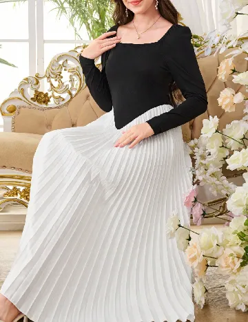 Rochie lunga Shein Kids, alb/negru