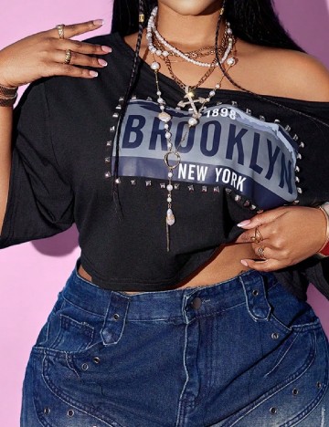 Top SHEIN CURVE, negru