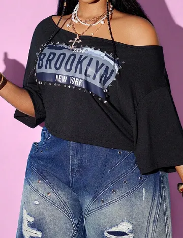Top SHEIN CURVE, negru