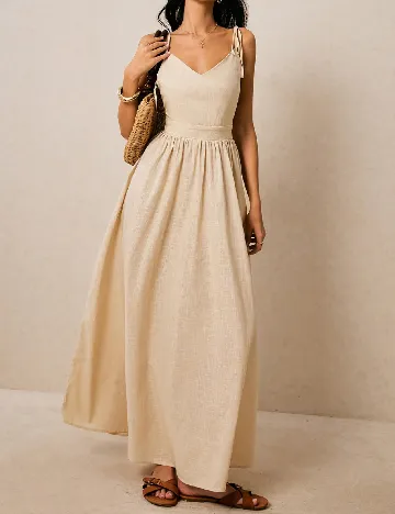Rochie lunga Poeselle, bej