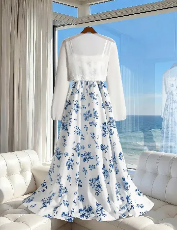 Set rochie si bluza SHEIN CURVE, alb/albastru