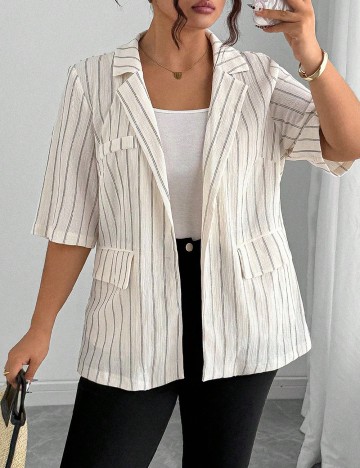 Blazer SHEIN CURVE, ecru