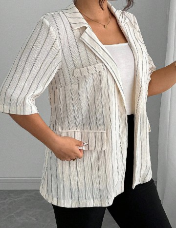 Blazer SHEIN CURVE, ecru