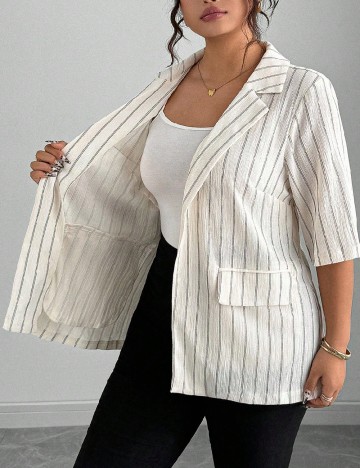 Blazer SHEIN CURVE, ecru