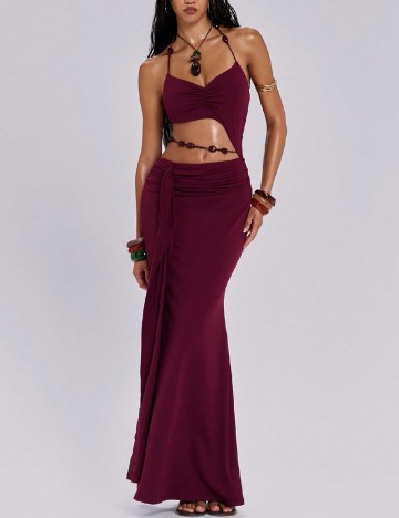 Rochie lunga Romwe, pruna
