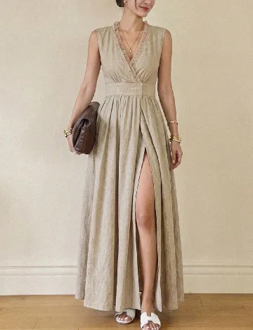 Rochie lunga Dazy, bej