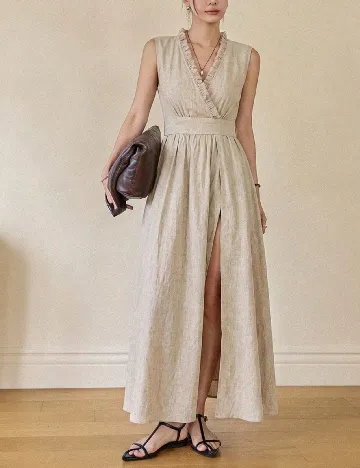 Rochie lunga Dazy, bej