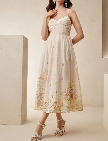 Rochie medie Anewsta, crem