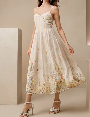 Rochie medie Anewsta, crem