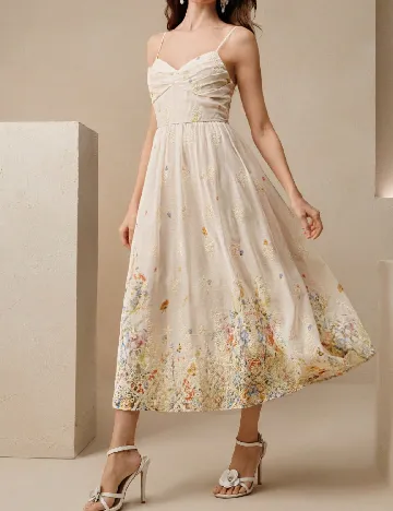 Rochie medie Anewsta, crem