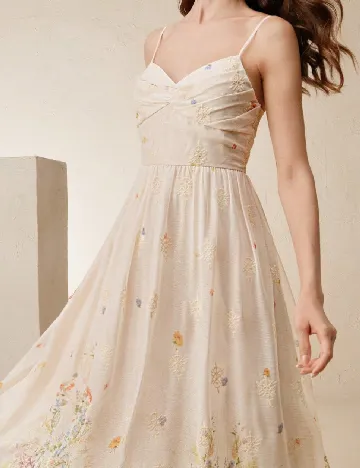 Rochie medie Anewsta, crem