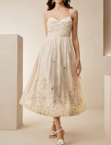 Rochie medie Anewsta, crem