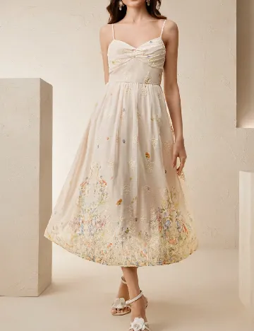 Rochie medie Anewsta, crem