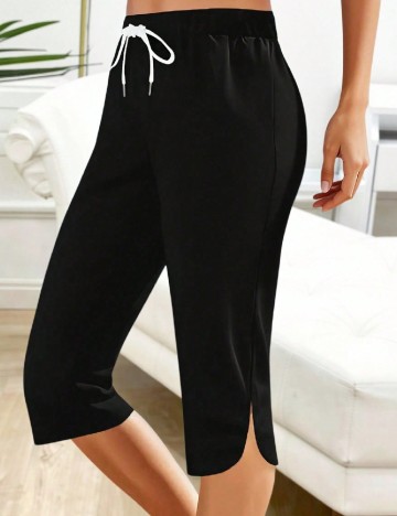 Pantaloni trei sferturi SHEIN, negru