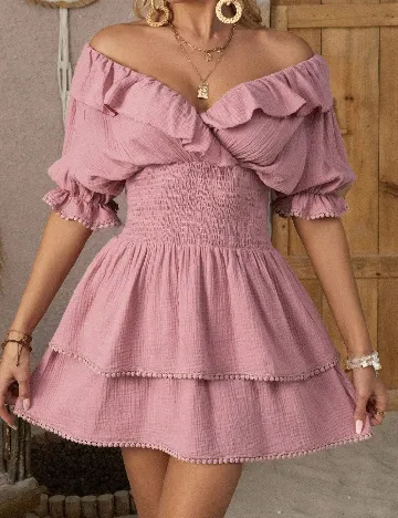 Rochie scurta SHEIN, roz pudra inchis