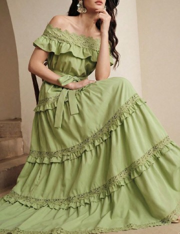 Rochie lunga Anewsta, verde