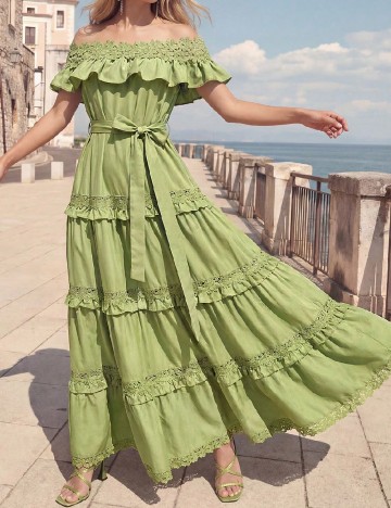 Rochie lunga Anewsta, verde