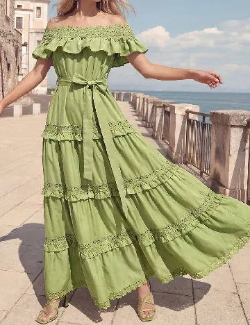 Rochie lunga Anewsta, verde