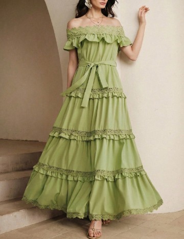 Rochie lunga Anewsta, verde