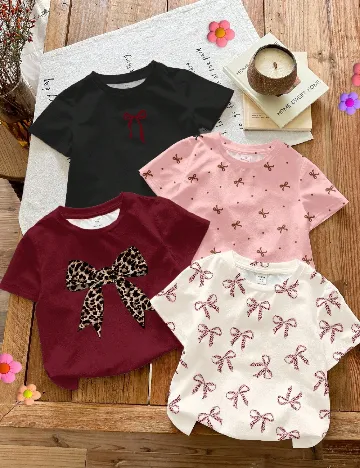Set Tricouri 4 bucati Shein Kids, mix culori