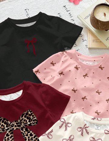 Set Tricouri 4 bucati Shein Kids, mix culori