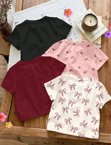 Set Tricouri 4 bucati Shein Kids, mix culori