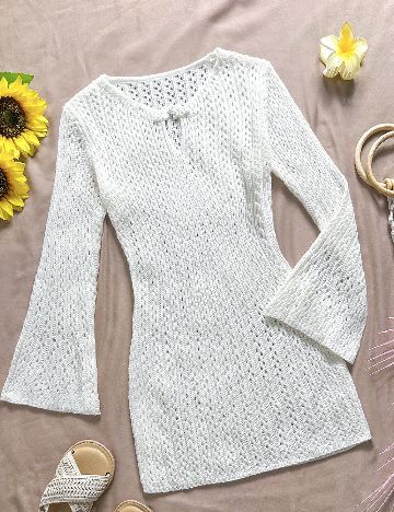 Rochie de plaja Shein Kids, ecrua
