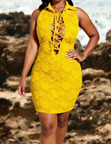 Rochie scurta SHEIN CURVE, galben