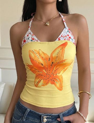 Top Shein Kids, galben