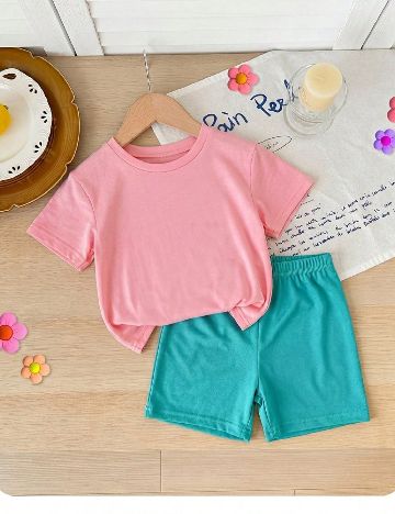 Compleu Shein Kids, roz/verde