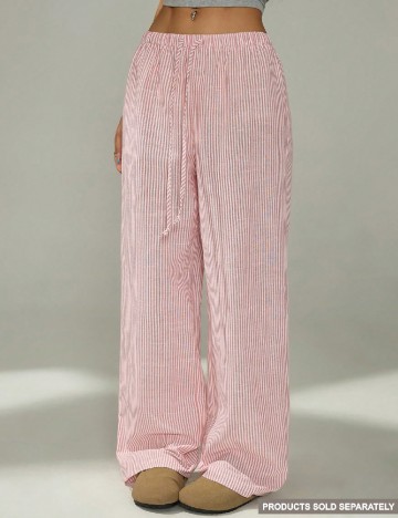 Pantaloni SHEIN CURVE, roz/alb