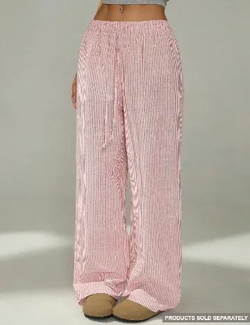 Pantaloni SHEIN CURVE, roz/alb