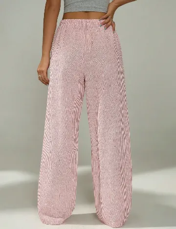Pantaloni SHEIN CURVE, roz/alb
