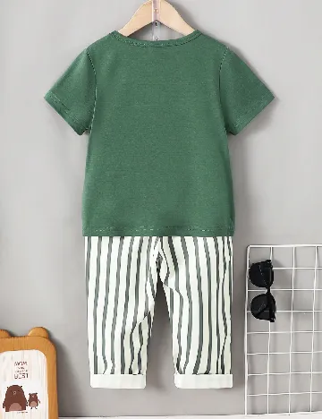 Compleu Shein Kids, verde/alb