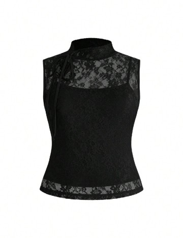 Top Romwe Plus Size, negru