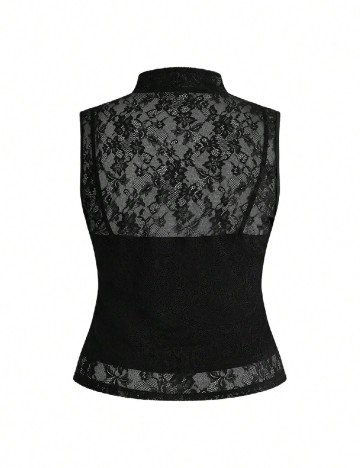 Top Romwe Plus Size, negru