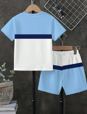 Compleu Shein Kids, albastru/alb
