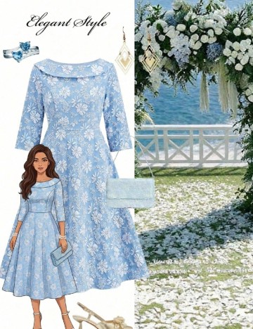Rochie medie SHEIN, albastru/alb