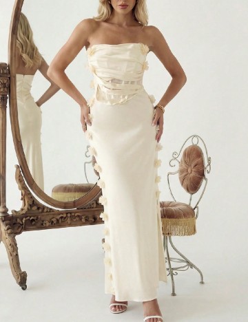 Rochie lunga SHEIN, crem