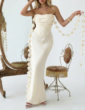 Rochie lunga SHEIN, crem