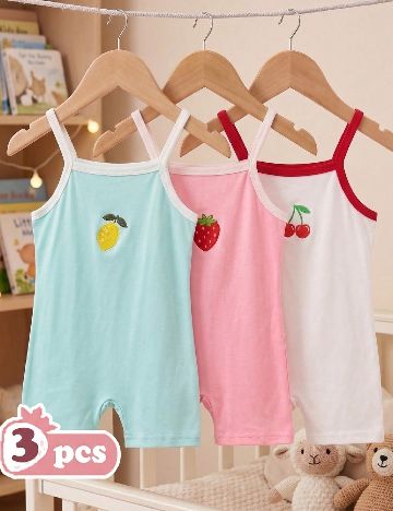 Set salopete 3 bucati Shein Kids, mix culori