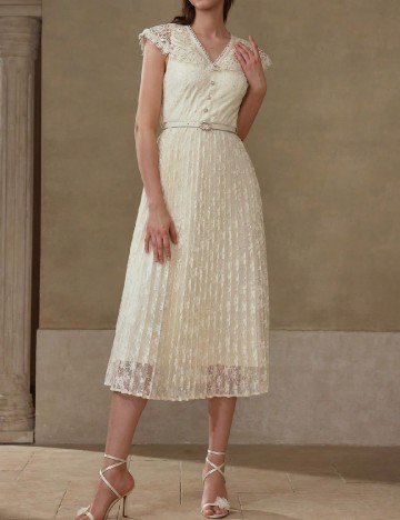 Rochie medie MOTF, crem