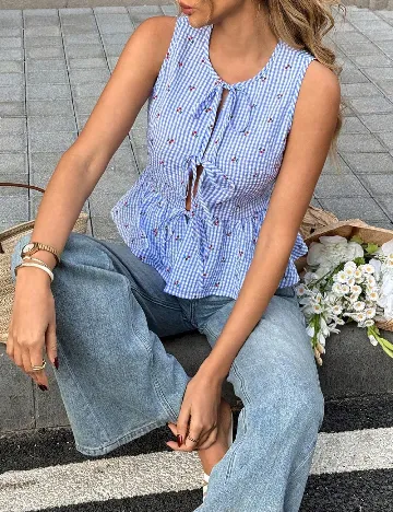 Bluza SHEIN, albastru/alb