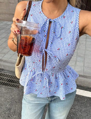 Bluza SHEIN, albastru/alb
